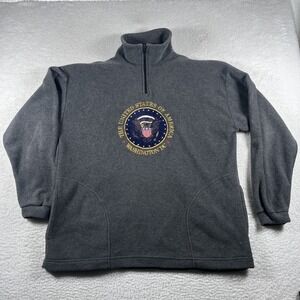 Vintage Made In USA Washington DC 1/4 Zip XL Fleece Pullover Seal Logo